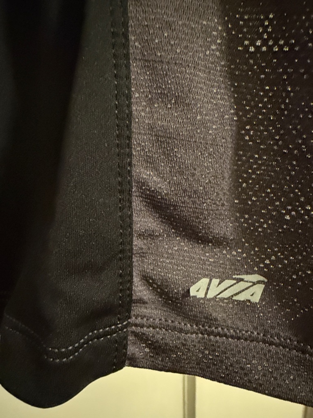 Avia Athletic Running Shirt, Black Solid & Gray Breathable Mesh, Short Sleeves - Picture 2 of 8